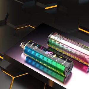 Man using DTL hookah showing HD screen battery/e-liquid level